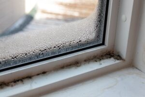 Moist mold and fungus in window and frame SMART Environmental Mold Remediation Kansas City